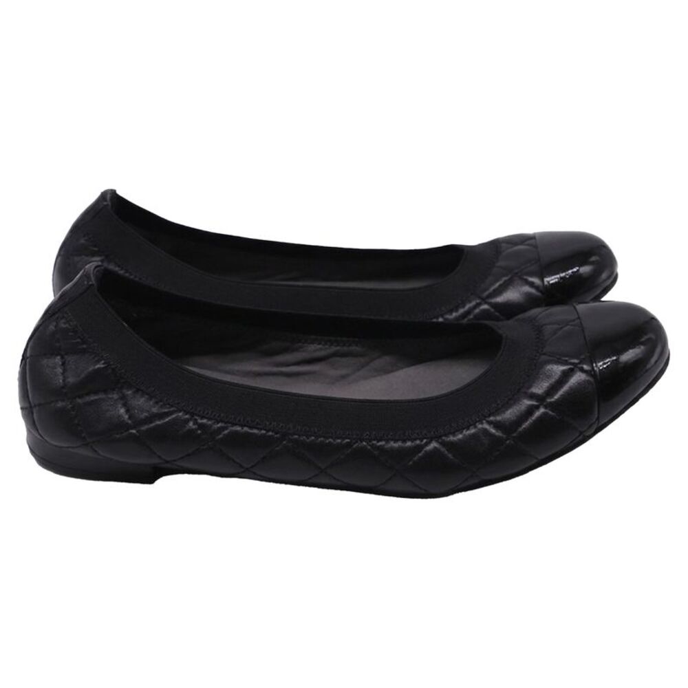 Stuart Weitzman Quilted Ballet Flats in Black Leather